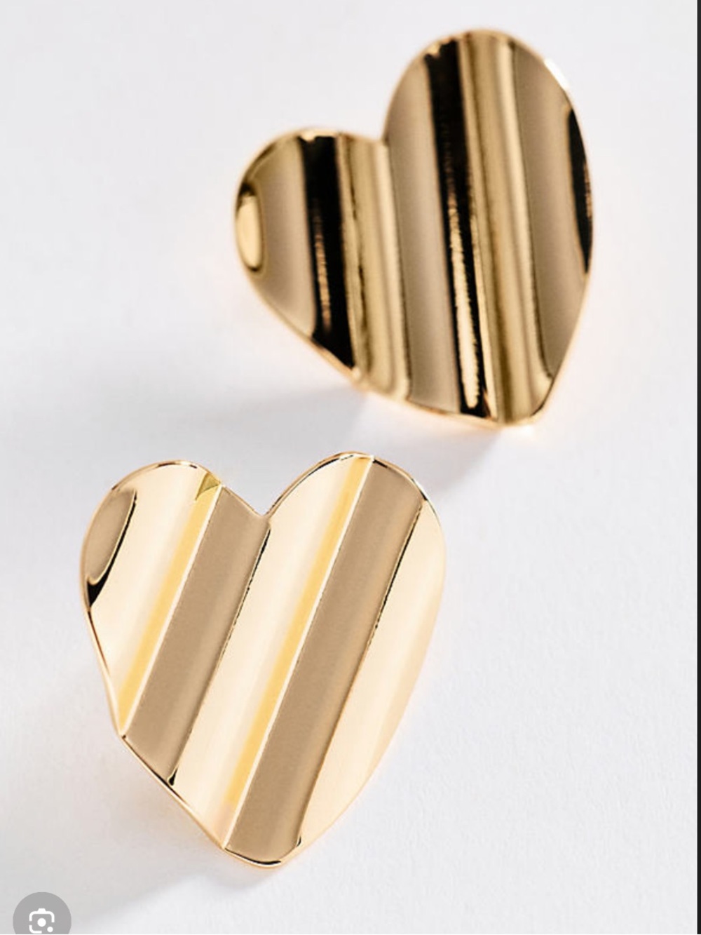 Anthropologie Gold Plated Textured Heart Post Earrings